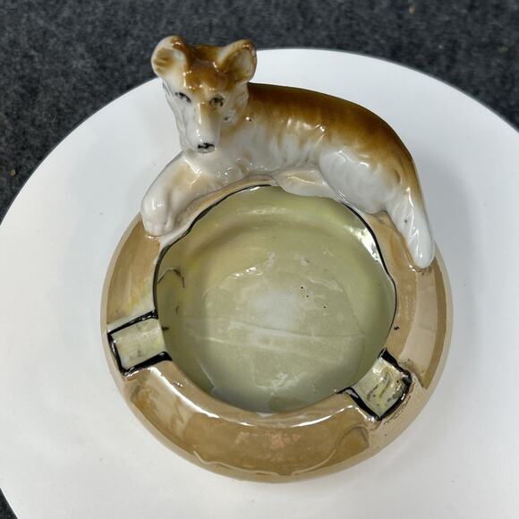 Vintage Lusterware Ceramic Dog Ashtray Snuffer Unique Collectible Made in JAPAN - Picture 3 of 9